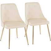 Giovanni Dining Accent Chair in Gold & Cream Leatherette (Set of 2)